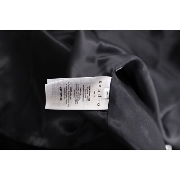 Sandro Paris Hooded Wool Blend Coat Men black Parkas - Picture 5 of 6